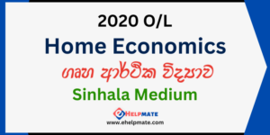 Read more about the article 2020 O/L Home Economics Paper in Sinhala Medium