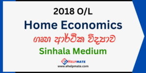 2018 O/L Home Economics Paper in Sinhala Medium